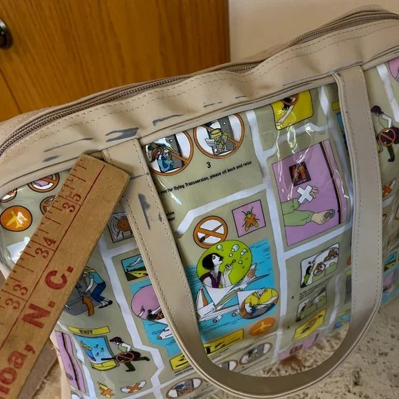 Vinyl Funny Comic Travel Bag Carry on ! Some Flaws but GUC ! MoMA Art - Picture 7 of 16